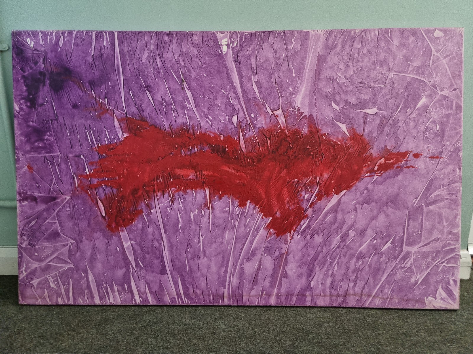 Very Large Abstract Howard Hodgkin 1932-2017 Painting - "Red Splash". Manner Of